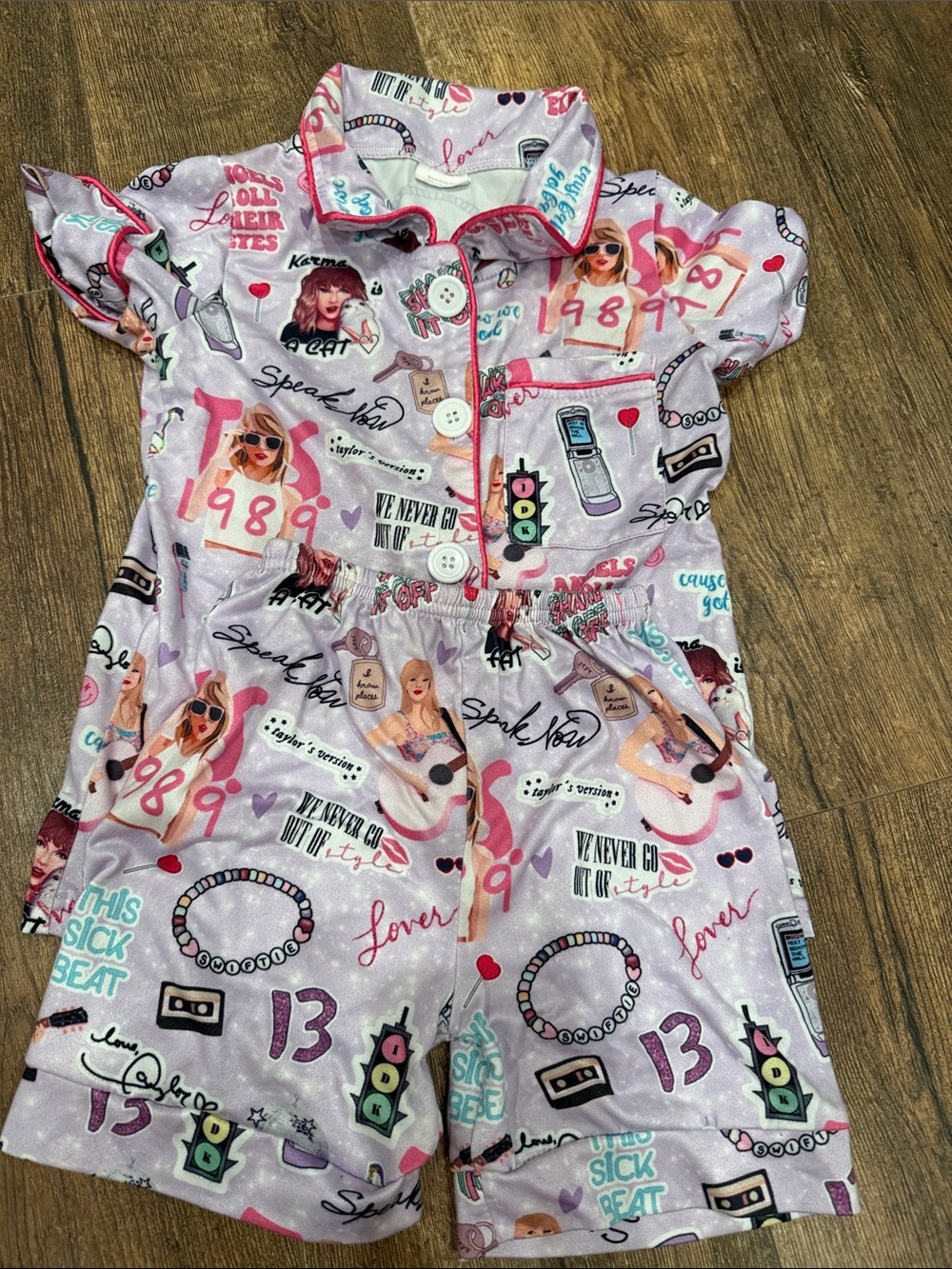 Girls Lavender Graphic Pajama Set